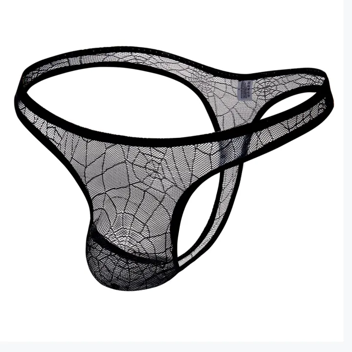 New%20Design%20Brand%20Gay%20Men's%20Transparent%20Yarn%20Half-Pack%20Small%20Triangle%20%20Spide%20Web%20G-strings%20Sexy%20Thongs%20-%20Image%203