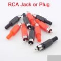 3Pair- MALE RCA Audio Video Connectors RCA Jack Plug RED & BLACK Plastic Handle Male Audio Plugs Dual Channel For RCA Socket Cables Connectors . 