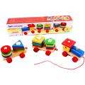 Wooden Set Column Three Car CHILDREEN Early Educational Geometric Matching Shape Building Vehicle Block Wooden Toy. 