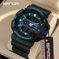 SANDA Youth Colorful Cool Sports Waterproof Personalized Digital LED Men Watch Gift Tiktok Same Style SD3310. 