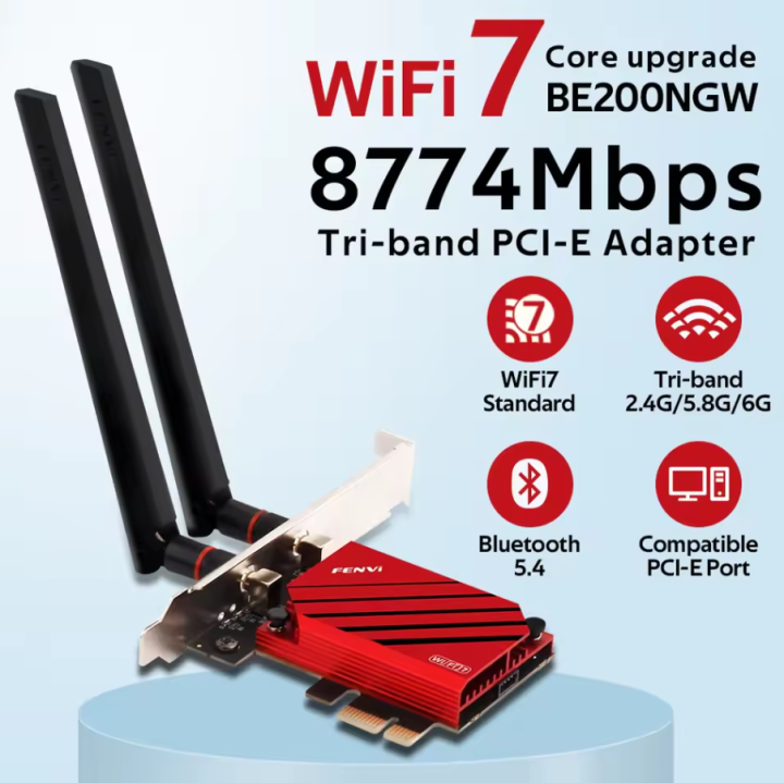 FENVI%20WiFi%207%20PCI-E%20Wifi%20Adapter%20For%20Intel%20BE200%20Card%20Bluetooth%205.4%20Wireless%20802.11be%20Fast%20Network%20For%20Windows%2010/11%20Desktop%20-%20Image%202