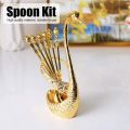 New Swan 6 Pieces Stylish Spoon Tableware Set Holder (Gold and silver). 