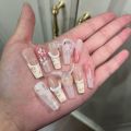 10pcs wearable press on nails long flower butterfly designs nails with glue ballet handmade acrylic nails press ons. 
