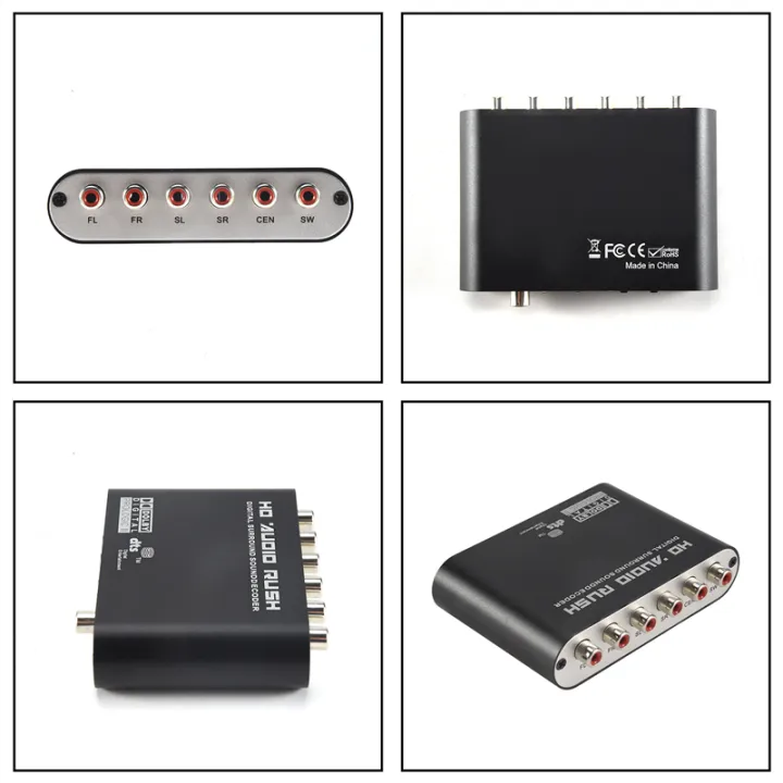 5.1%20Audio%20Rush%20Digital%20Sound%20Decoder%20Converter%20-%20Optical%20SPDIF/%20Coaxial%20AC3%20DTS%20stereo(R/L)%20to%205.1CH%20Analog%20Audio%20(6RCA%20Output)%20Black%20-%20Image%205