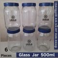 FOOD Grade Glass Jar, Kitching & Dining- Kitching Storage Accessories - (Par PIECE 500ml) 6 PIECE SET.