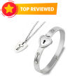 Oimg Couple Bracelet Necklace Set Stainless Steel Love Heart Lock Jewelry Set New. 