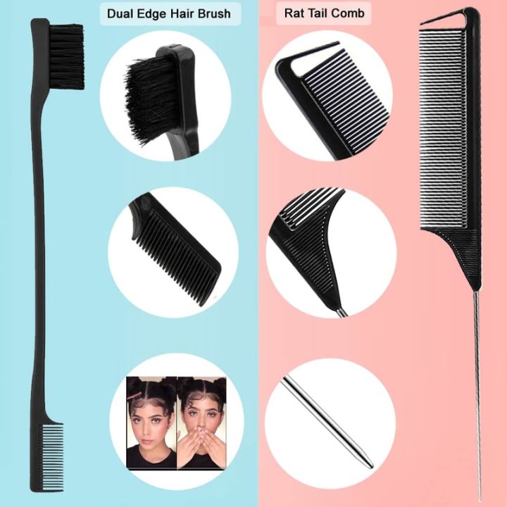 10pcs%20Hair%20Styling%20Comb%20Set%20Teasing%20Hair%20Brush%20Triple%20Teasing%20Comb%20Rat%20Tail%20Combs%20Edge%20Brush%20Hair%20Tail%20Tools%20Braid%20Tool%20Loop%20-%20Image%205