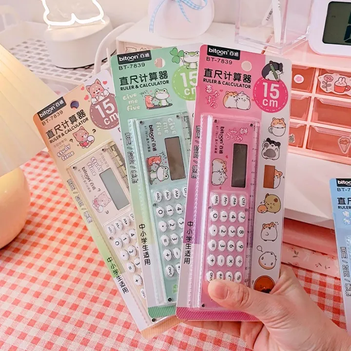 Cute Cartoon Ruler Calculator Multifunctional Folding Ruler with ...