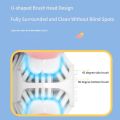 360° Kids Sonic Electric Toothbrush Silicone U-Shaped Automatic Ultrasonic Teeth Tooth Brush Cartoon Pattern Children Blue Light.