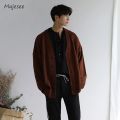 Men Cardigan Korean Style Temperament Pure Gentle Long Sleeve Baggy Knitwear Streetwear Leisure Handsome Cozy Minimalist Ins. 