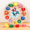 Wooden Clock Puzzles Time Learning Shape Sorting Color Game Early Education Math Set Kid Jigsaw Play Tool Preschool Toddler Toy. 
