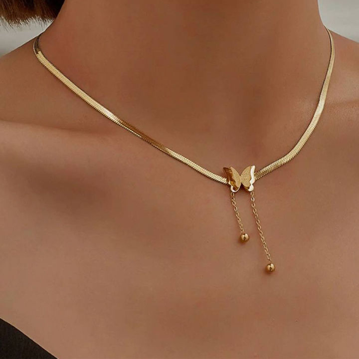 Butterfly Pendant choker Necklaces Gold Plated Chain for Women Jewelry Gifts - Necklace For Girls - Necklace For Girls
