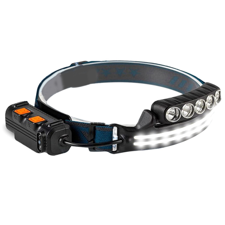 1Set High Lumen Super Bright Head Light Lamp with Motion Sensor & Red Light 3+3 Modes Hard Hat LED ABS+PC for Adults