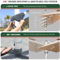 Square Cantilever Umbrella with Solar LED Lights and Cross Base, Large Outdoor Patio Umbrella with Easy Offset Umbrella Khaki. 