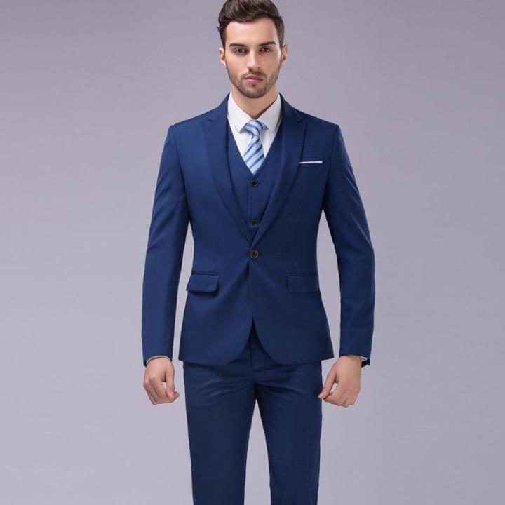 MEN'S COMPLETE SUIT NAVY BLUE(3PCS SET)