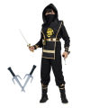 Ninja Costume Deluxe Black Kids Ninja Costume with Plastic Accessories Halloween Cosplay Ninja Outfit for Boys Girls.