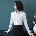 White Shirt Women's Professional Slim Fit Black and White Striped Overalls Formal WearolLarge Size White Shirt Summer. 