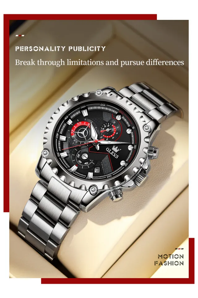 OLEVS Fashion Quartz Watch for Men Three Dial Sport Chronograph