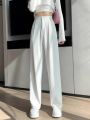 HappyLisa Spring Autumn Ladies Women Long Suit Pants Wide Leg High Waist Floor-Length Loose Pant Female Casual Chic Trousers P06. 