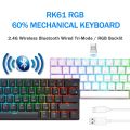 RK Royal Kludge RK61 2.4G Wireless Bluetooth Mechanical Keyboard Tri-mode 61 Keys RGB Backlit Mini Hot-swappable Gamer Keyboard. 