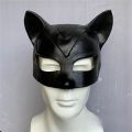 Cat Woman Mask Half Eyes Fox Movie Cosplay Catwomen Selina Kyle Latex Mask Halloween Party Women Superhero Costume Headgear.