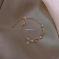 Korean Fashion Cute Star Moon Bracelets for Women Colorful Natural Stone Zircon Adjustable Pearl Chain Bracelet Wedding Jewelry.