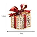 Wuli baby Rhinestone Enamel Gift Box Brooches For Women Men Red Green Bowknot Box Casual Party Brooch Pin Gifts. 