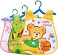 Cartoon Faced Plastic Waterproof Bibs for Baby -1 PCS (( Color as per stock )). 