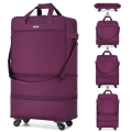 Fashion Wheels Expandable Foldable Rolling Duffel Travel Bag-F023(Purple). 