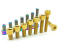 1pc Titanium Bolt M5x8 10 12 15 18 20 25 30 35 40 45 50mm Gr5 titanium screw ti bolt for bike mortorcycle rainow/golden/blue/black/ti silver color quality titianium bolts export to US and EU countries. 