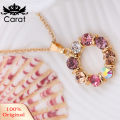 Carat Fashion Circle Colorful Rhinestone Necklace Ear Studs Earrings Women Jewelry Set. 