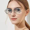 Lightweight Oval Sunglasses Elegant Look Rimless Design Texture Rimless Sunglasses Retro Style Oval Shaped Women's Sunglasses for Casual Wear Summer Accessory Street Fashion Ladies Eyewear Sun. 