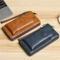 Leather Wallets for Men Vintage Long Wallet Zipper Male Money Purse Business Phone Pocket Card Holder. 