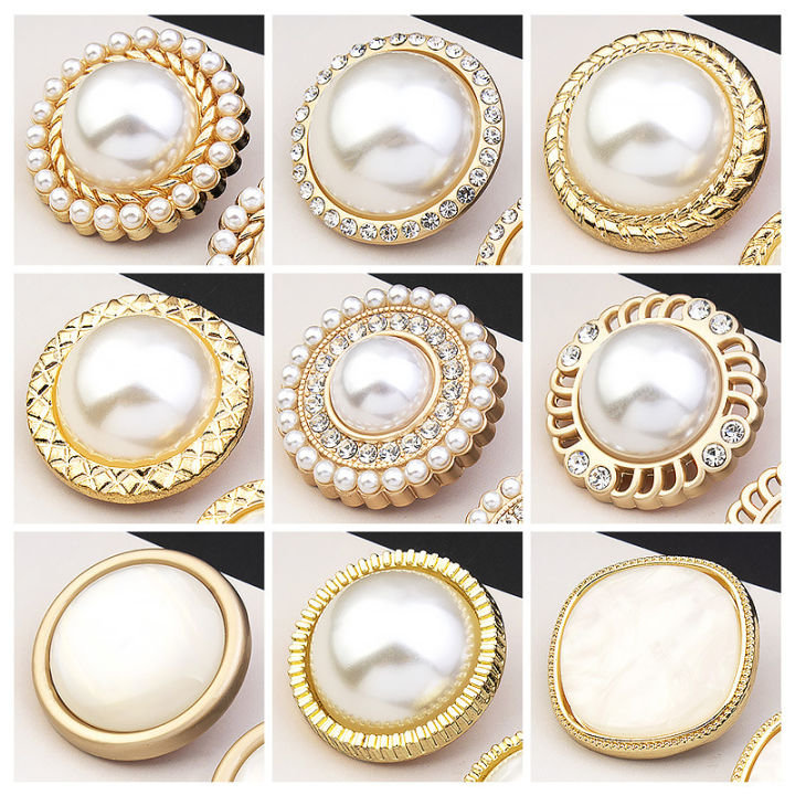 Metal pearl buttons, small fragrance, diamond buttons, coats, windbreakers, sweaters, cardigans, high-end luxury, round decorations