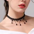 Korean Black Flower Rhinestone Choker Statement Necklace for Women Fashion Velvet Choker Jewelry Accessories Lace Hand-Knit Necklace for Girls Simple - Female Neck Chain Black Lace Collar Choker Necklace for Women.