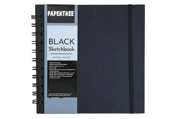Papertree%20Black%20Sketchbook,%20Wiro%20Bound,%20Size%206"%20x%206"%20Inches,%20200GSM%20(40%20Sheets)%2080%20Pages%20-%20Image%202