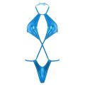 Womens One-piece Bikini Swimwear Mini Micro Swimsuit Shiny Metallic Halter Trikini Thong Teddy Bodysuit One Piece. 