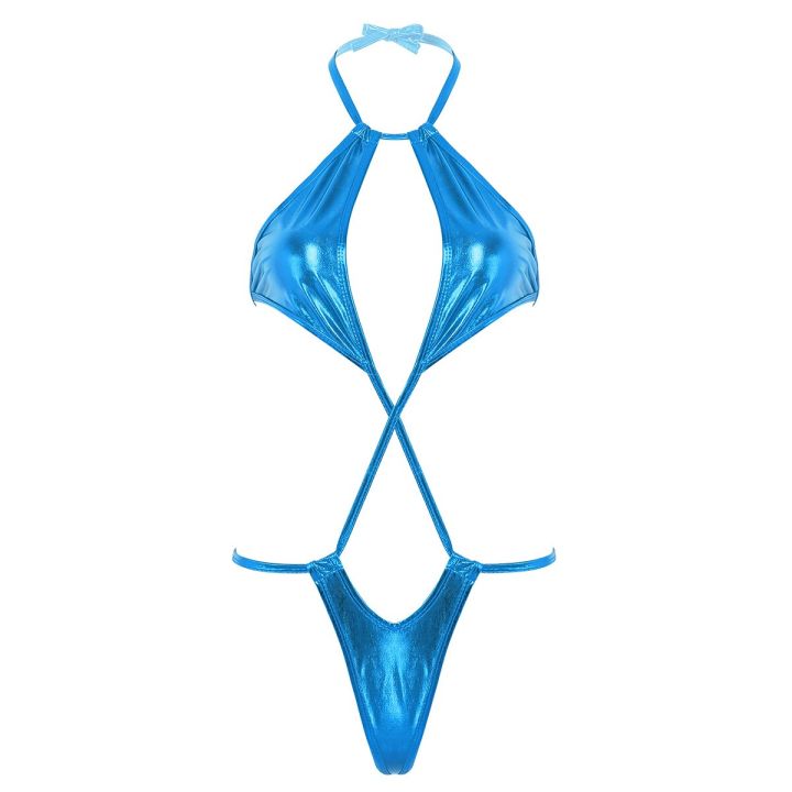 Womens%20One-piece%20Bikini%20Swimwear%20Mini%20Micro%20Swimsuit%20Shiny%20Metallic%20Halter%20Trikini%20Thong%20Teddy%20Bodysuit%20One%20Piece%20-%20Image%207