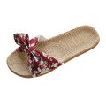 Summer 8 Colors Flax Home Slippers Women Beach Flip Flops Non-slip Female Sandals Bohemia Bowknot Linen Flip Flops Beach Shoes. 