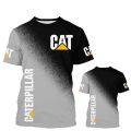2023 Cool Summer CAT Excavator T-Shirts for Men and Women: Streetwear with 3D Printed Caterpillar Design. 
