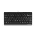 A4TECH FK11 Wired Mini Keyboard - Compact Size - Sleek Round-Square Keycaps - Multimedia Hot Keys - USB - For PC/Laptop - Black.