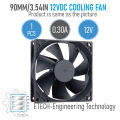 90mm DC 12V Circulation Fan Automatic Incubator Blower Cooling Fan Air Ventilation Fan Exhaust Fan Incubator Accessories. 