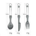 Outdoor pure titanium folding three-piece set of knives, forks and spoons set ultralight camping portable tableware travel set stock wholesale. 