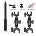 Motorcycle Bike Invisible Selfie Stick Monopod Handlebar Mount Bracket for GoPro 11 Insta360 One X2 X3 Action Camera Accessories.