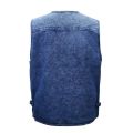Men's Denim Vest Jacket Deep Blue Sleeveless Outerwear Waistcoat Multi-pocket Trucker Biker Jeans Sleeveless Jacket Gilet.