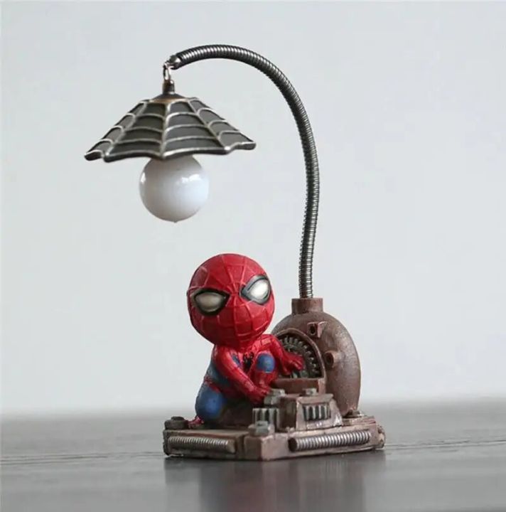 【Cathery Baby Store】Super Spiderman Union 3 Led Night Light Resin Craft Kid's Home Table Lamp Figurines Xmas Wedding Gifts