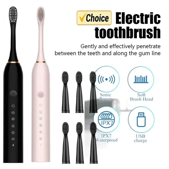 6 Clean Modes Sonic Electric Toothbrush USB Rechargeable Tooth Brush For Adult X-3 Washable Teeth Whitening and Cleaning Brush