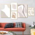 Earth Tone Abstract Geometry Canvas Painting Beige Gray Neutral Color Poster Wall Pictures Boho Wall Art Print Living Room Decor.