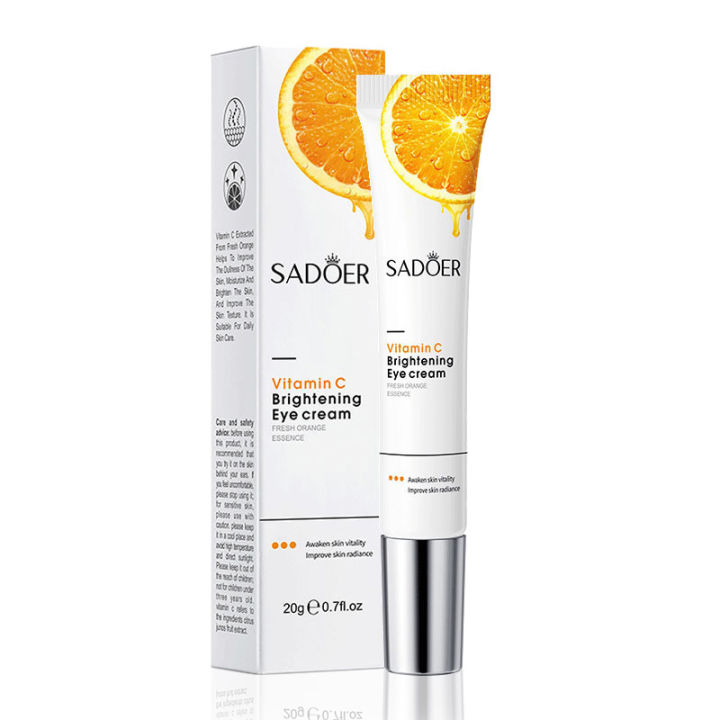 SADOER Vitamin C Eye Cream Moisturizing Anti Dark Circles Eye Bags Brightening Anti-puffiness Beauty Eyes Skin Care Products