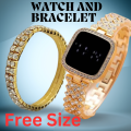LED Display Digital Touch Screen Wristwatch & Bracelet For Women 2Pcs Combo.